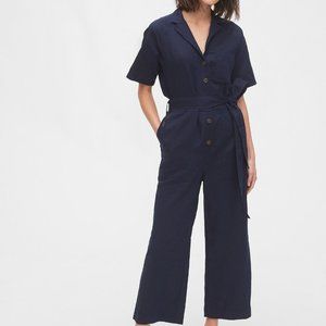 Linen Gap Utility Jumpsuit (Navy)